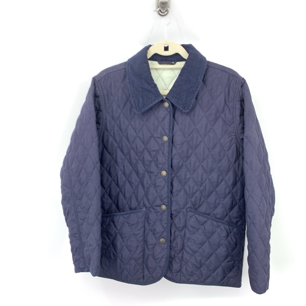 John Partridge Men Size Small Jacket Blue Quilted Coat Barn Chore Snap‎ Close